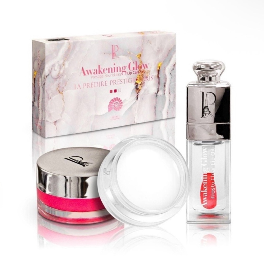 LA PRESTIGE PARIS Awakening Glow Prestige Lip Care Set Scrub Mask & Lip Oil NEW